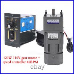0-45RPM AC Gear Motor Electric Variable Speed Controller Torque 130 110V 120W