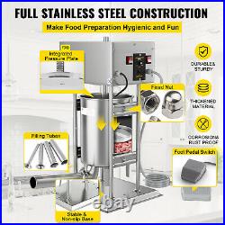 10L Electric Vertical Sausage Stuffer Meat Filler 2 Speed Stainless Steel Manual