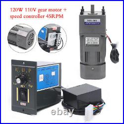 110V 120W 30K AC Gear Motor Electric+Variable Speed Reduction Controller 450RPM