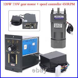 110V 120W AC Gear Motor Electric Variable Speed Controller Strong 450RPM/Min 13