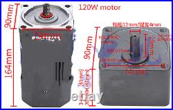 110V 120W AC Gear Motor Electric Variable Speed Controller Strong 450RPM/Min 13