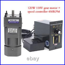 110V 120W AC Gear Motor Electric Variable Speed Controller Torque 13 0-450RPM