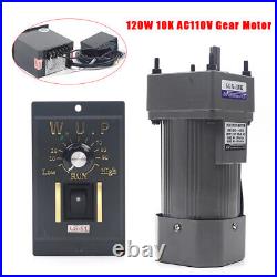 110V 120W AC Gear Motor Electric+Variable Speed Reduction Controller 10K 135RPM
