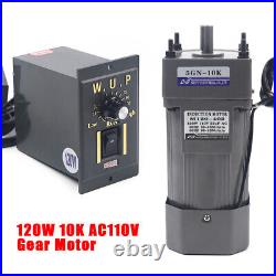110V 120W AC Gear Motor Electric+Variable Speed Reduction Controller 10K 135RPM