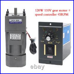 110V 120W AC Geared Motor Electric Variable Speed Reduction Controller 450RPM