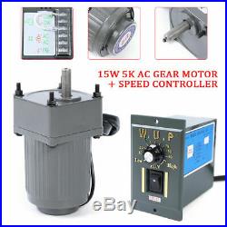 110V 15W 5K AC gear motor electric+variable speed reduct controller US SHIPPING