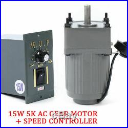 110V 15W 5K AC gear motor electric+variable speed reduct controller US SHIPPING