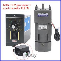110V 45RPM Gear Motor Electric Motor Reducer Variable Speed Controller 120W SALE