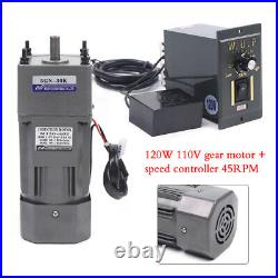 110V AC Gear Motor Electric Variable Speed Controller Torque 130 0-45RPM 120W