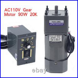 110V AC Gear Motor Electric Variable Speed Controller Torque Motor 120 90W New