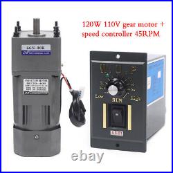 110V AC Gear Motor Electric+Variable Speed Reduction Controller 130 45RPM 120W