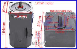 110V Electric Gear Motor+Variable Speed Reducer Controller 0-450RPM Large Torque
