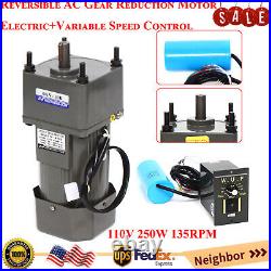 110 V 250 W Reversible AC Gear Reduction Motor Electric + Variable Speed Control