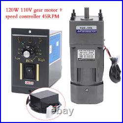 120W 110V AC Gear Motor Electric Motor Variable Speed Controller 0-45 RPM 130