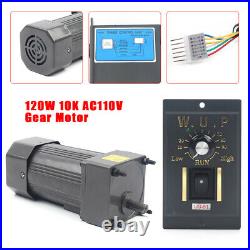 120W 110V AC Gear Motor Electric Variable Speed Controller 0-135RPM 110 Ratio