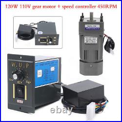 120W 110V AC Gear Motor Electric Variable Speed Controller Torque 13 0-450RPM