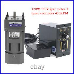 120W 110V AC Gear Motor Electric Variable Speed Controller Torque 13 0-450RPM