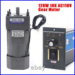 120W AC 110V Gear Motor Electric Variable Speed Controller Torque 110 0-135RPM