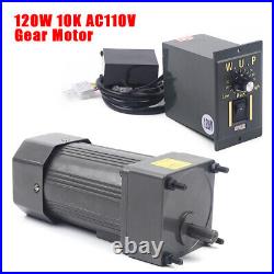 120W AC Gear Motor Electric Variable Speed Controller Torque 110 0-135RPM Tool