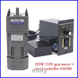 120w Ac110v 130 Gear Motor Electric Motor Variable Speed Controller 0-45 RPM