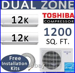 24000 BTU Dual Zone Ductless Mini Split Air Conditioner Heat Pump 15ft kits