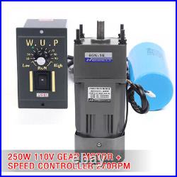 250W 110V AC Gear Motor Electric Variable Speed Reduction Controller 15 270 RPM