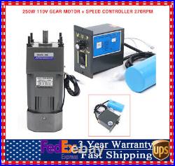 250W 110V AC Gear Reduction Motor Electric+Variable Speed Control Reversible USA