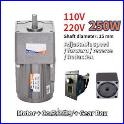 250W 110V Speed Reversible Variable AC Gear Electric Motor 5-470 RPM Controller