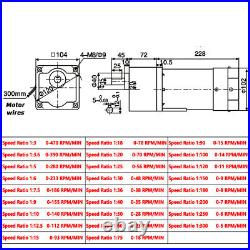 250W 110V Speed Reversible Variable AC Gear Electric Motor 5-470 RPM Controller