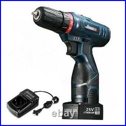 25V Electric Cordless Drill Driver Screwdriver 2 Variable Speed LED Light+ Case