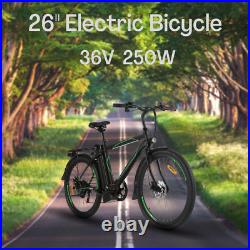 26'' Electric Bike 250With36V Li-Battery Variable Speeds Suspension Mountain US