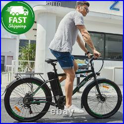 26'' Electric Cruiser Bike+Removable 10AH Battery Adults City Ebike 6 Speed Gear