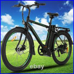 26 Electric Cruiser Bike w Removable 10AH Battery Adults City Ebike 6Speed Gear