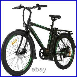 26 Electric Cruiser Bike w Removable 10AH Battery Adults City Ebike 6Speed Gear