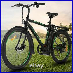 26 Electric Cruiser Bike w Removable 10AH Battery City Ebike 6Speed Gear/