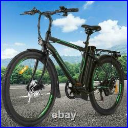 26 Electric Cruiser Bike w Removable 10AH Battery City Ebike 6Speed Gear/