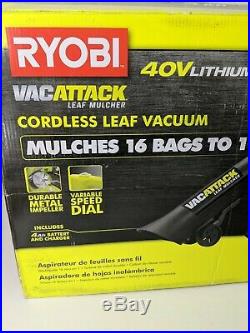 40 Volt Lithium-Ion Cordless Leaf Vacuum Mulcher Metal Impeller Variable Speed