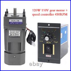 450RPM/MIN 120W 110V AC Gear Motor Electric+Variable Speed Reduction Controller