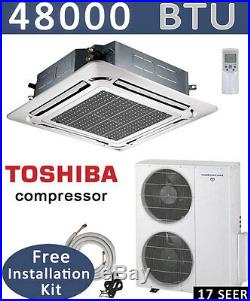4 TON Ductless Mini Split Air Conditioner, Heat Pump Ceiling Cassette, 48000 BTU