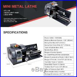 8x14 600W Variable-Speed Mini Metal Lathe Bench Top Digital With5 Turning Tools