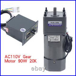 90W 20K AC Gear Motor Reducer Electric Variable Speed Regulating Motor Controlle