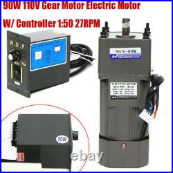 90W AC Gear Motor Electric Variable Speed Controller Torque large 150 0-27RPM