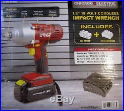CHICAGO ELECTRIC 18 Volt 1/2 in. Cordless Variable Speed Impact Wrench