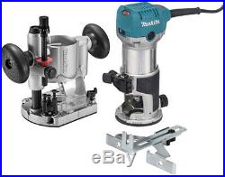 Corded Electric Compact Router Kit Plunge Base 1 1/4 HP Variable Speed 6 1/2 Amp