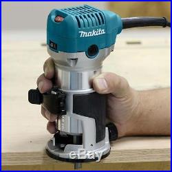 Corded Electric Compact Router Kit Plunge Base 1 1/4 HP Variable Speed 6 1/2 Amp