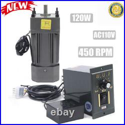 Electric Gear Motor+Variable Speed Reduction Controller 450-0RPM 3K AC 110V NEW