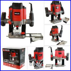 Excel 1/4 Electric Plunge Router Variable Speed 240V with 35 Piece Cutter Set