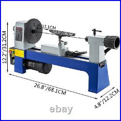 Mini Wood Lathe 8''x12'' Variable Speed Benchtop 1/3 HP 500-3200RPM Tool Rests
