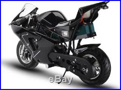 MotoTec 36v 500w Electric Pocket Bike GP Black Variable Speed F/ R Disc Brakes