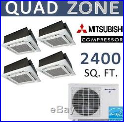 Quad Ductless Mini Split Air Conditioner Heat Pump 12000 x 4 Ceiling Cassettes